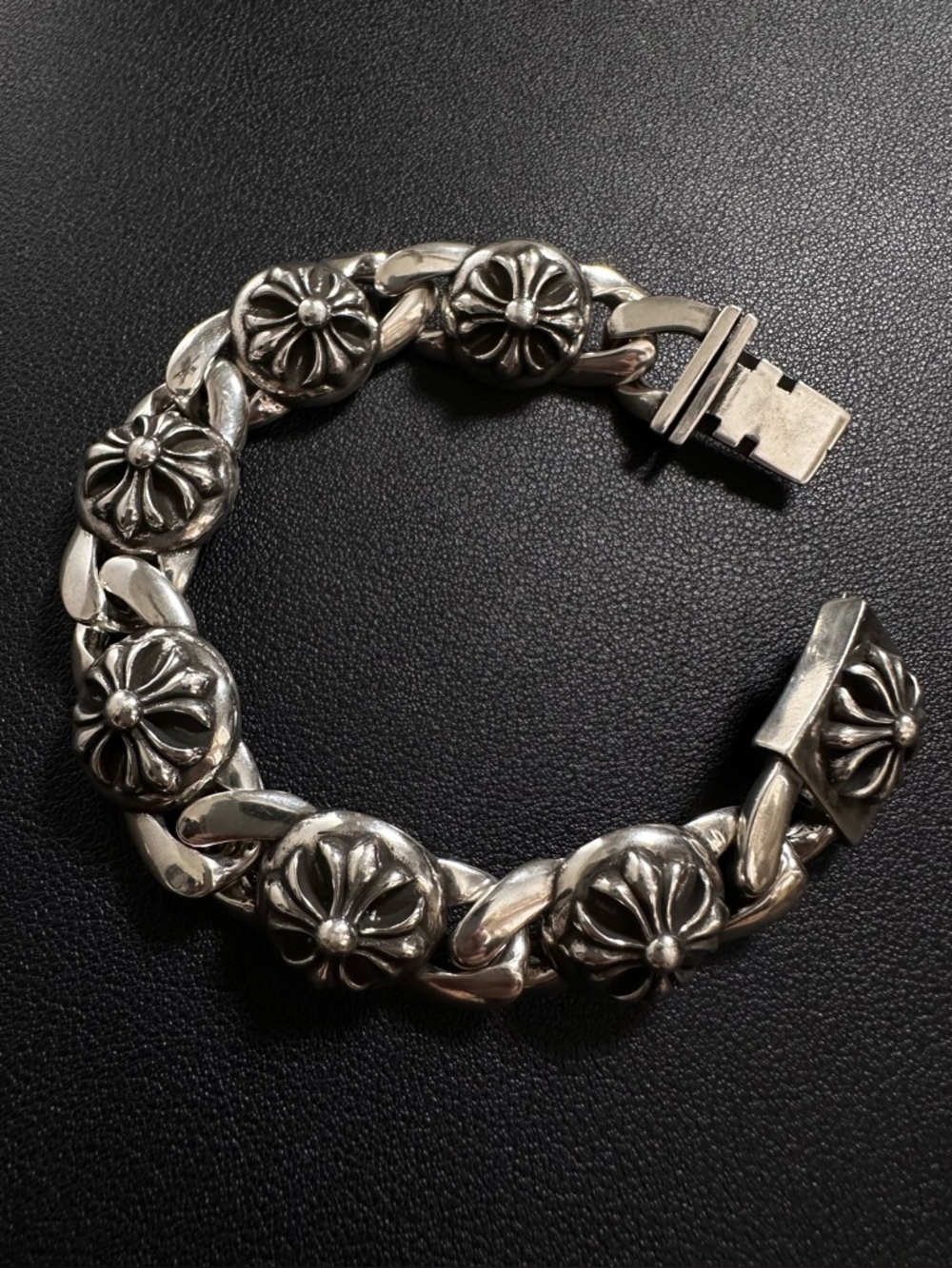 Chrome Hearts Multi Plus Box ID Cuban Link Bracelet 925 Sterling Silver 83.5g